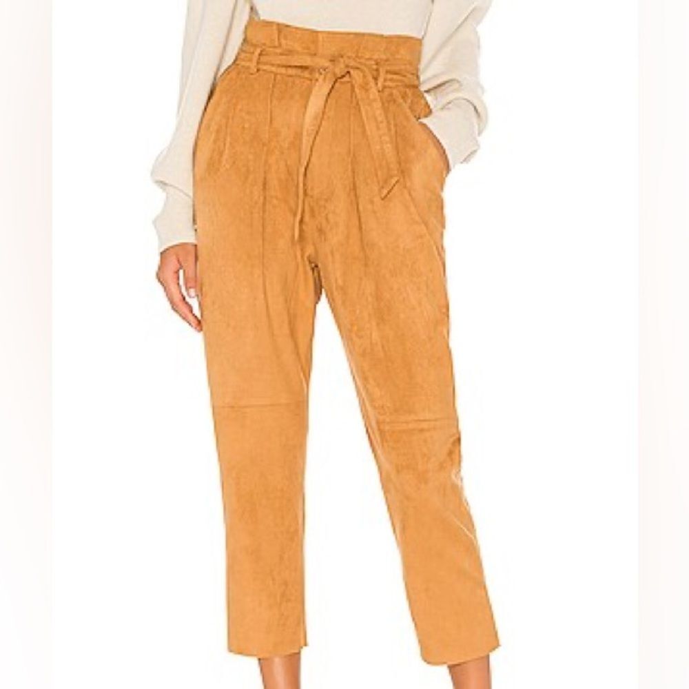 FREE PEOPLE Nightfall Vegan Suede Camel Tan Paper Bag Waist Pants